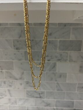 Triple Chain Necklace-Figaro Chain